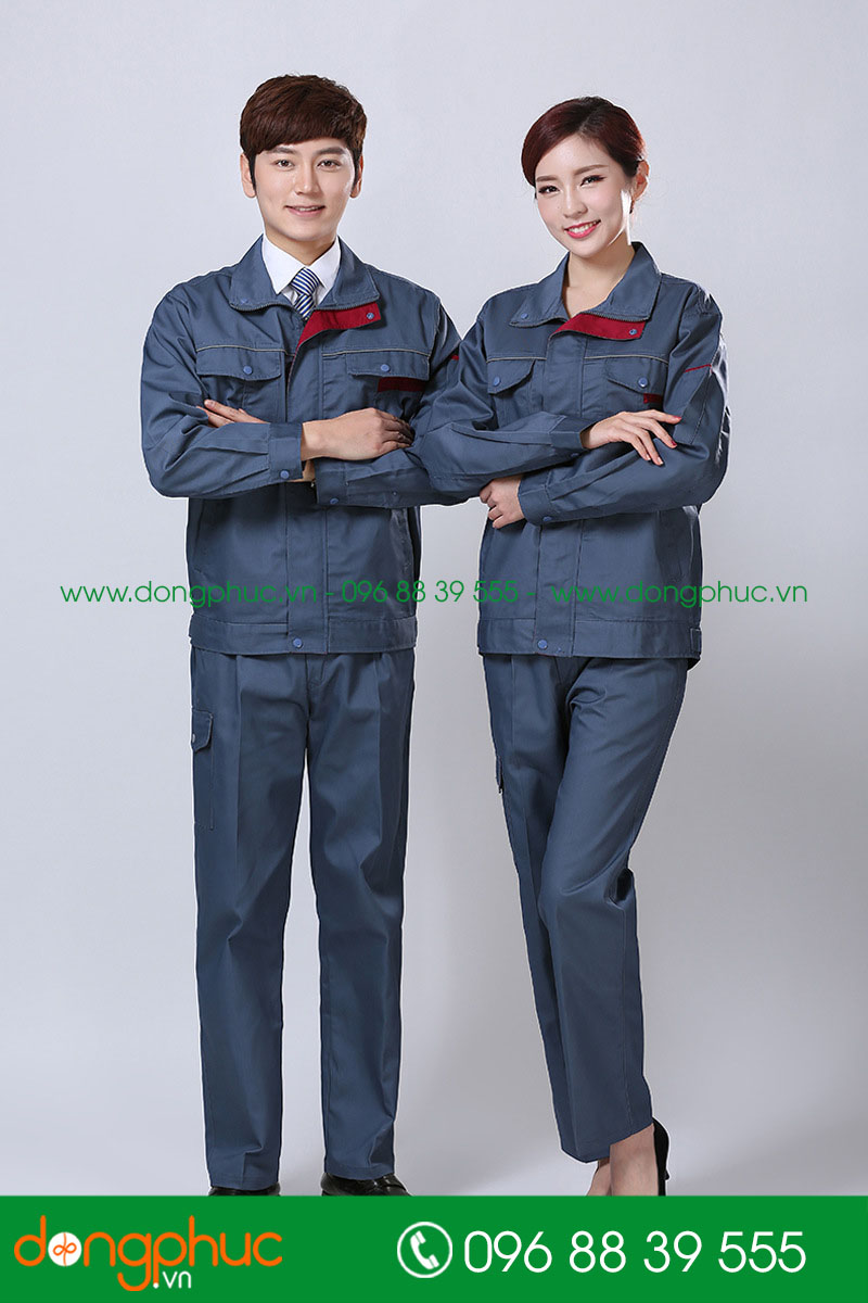 Mẫu bảo hộ màu xanh đậm phối đỏ đô